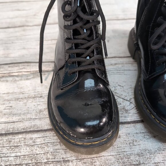 Dr. Martens 1460J Black Patent Leather Combat Boots – Youth Girls Size 2 - Picture 3 of 10